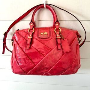 Coach Red Quilted Patent Leather Satchel
